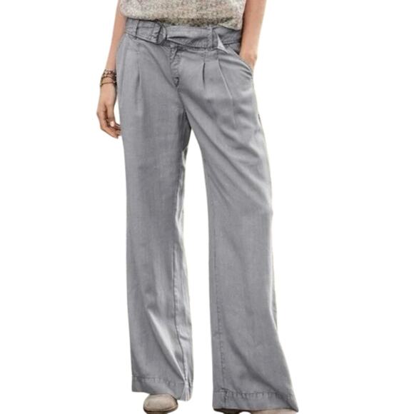 Sundance Everyday Elegance Soft Gray Tencel Belted Wide Leg Pants Size 6 - Picture 1 of 10